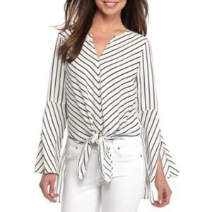 NWOT Fever Striped High-Low Bell Sleeve Tunic
